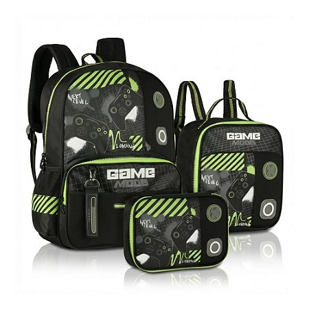 KIT Mochila Costas+ Estojo Box+ Lancheira Game Mode