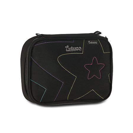 ESTOJO ESCOLAR BOX LULUCA STAR SHINE PRETO CLIO ORGANIZADOR