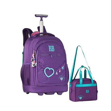 KIT Mochila Carrinho + Lancheira Roxo Rebecca Bonbon