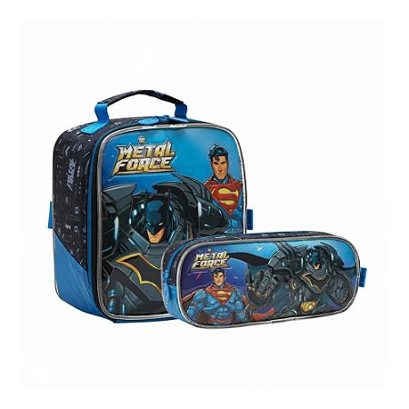 KIT Estojo Duplo + Lancheira Térmica Liga da Justiça