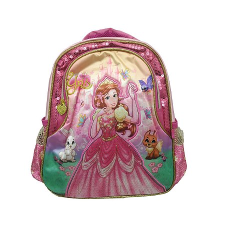 Mochila Infantil Escolar Feminina Princesa Yris Rosa Média