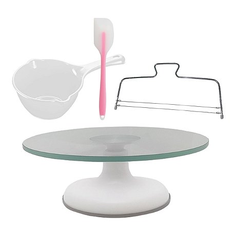 Kit Bailarina Vidro Branco + Panelinha + Espátula+ Nivelador