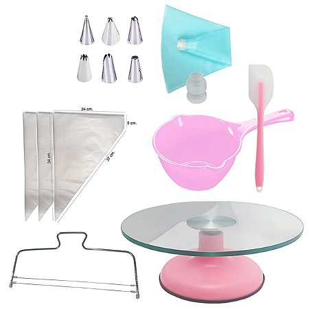 Kit Bailarina De Vidro Rosa + Saco De Confeitar + Acessórios