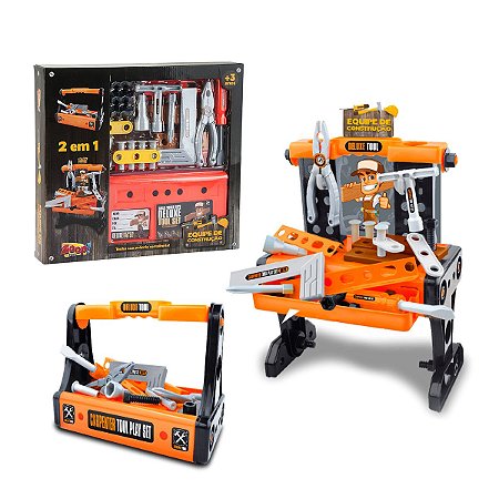 Brinquedo Serralheria Kit Ferramentas Mesa Construção 2 em 1