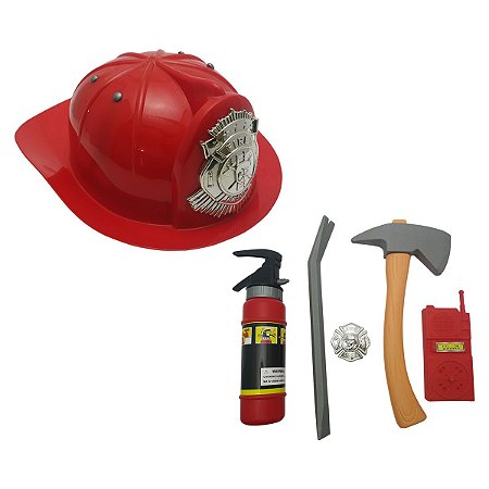 Brinquedo Kit Resgate Bombeiros Acessórios Infantil 6 Peças