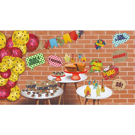 Kit Decorativo Especial Só Um Bolinho Festa Junina 99 Peças