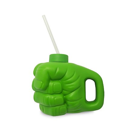Kit Copo Super Mão Verde De Herói Com Canudo 500ml Com 10 Un
