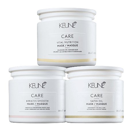 Keune Kit Cronograma Capilar 3 máscaras - Keratin Smooth, Vital Nutrution e Satin Oil