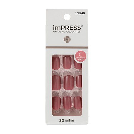 Kiss NY Impress Unhas Autocolantes Quadrado Curto - Crush