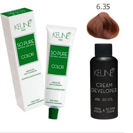 Keune So Pure Color 6.35 Louro Escuro Chocolate + Developer 20vol