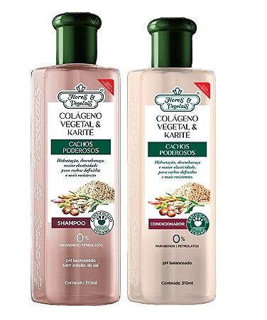 Flores e Vegetais Cachos Poderosos Colágeno - Kit Shampoo e Condicionador