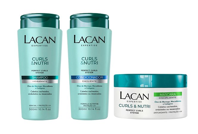 Lacan Curls e Nutri - Kit Shampoo Condicionador e Máscara