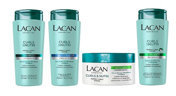 Lacan Curls e Nutri - Kit Shampoo Condicionador Máscara e Modelador de Cachos
