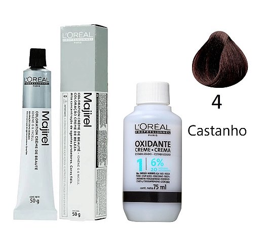 Loreal Majirel 4 Castanho + Oxidante 20vol 75ml