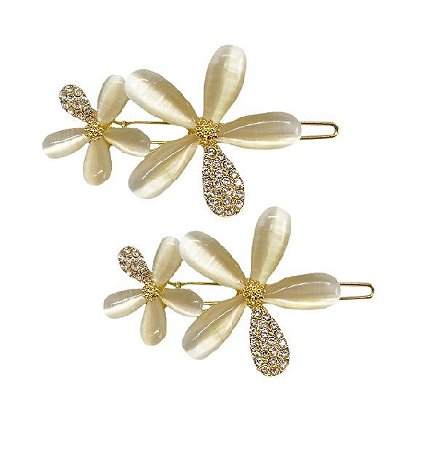 Pinupz Kit 2 Presilhas Duas Flores Madrepérola com Strass F052