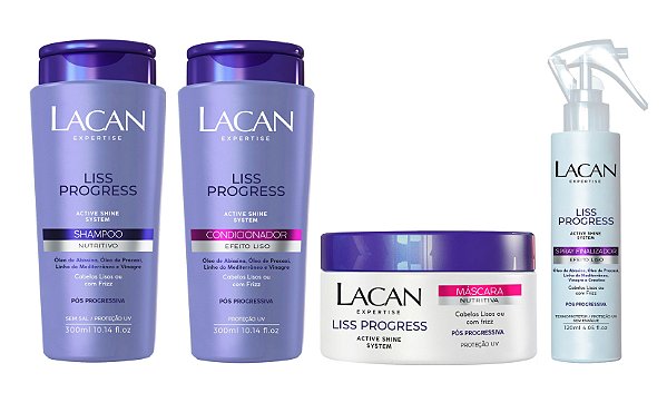 Lacan Liss Progress - Kit Shampoo Condicionador Máscara e Spray Finalizador