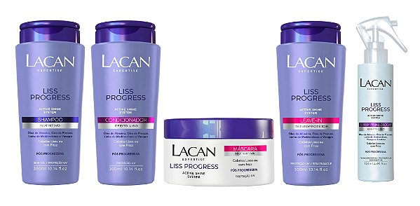 Lacan Liss Progress - Kit Shampoo Condicionador Máscara Leave-in e Spray