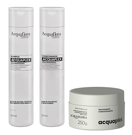 Acquaflora Acquaplex Cabelos com Química - Kit Shampoo Condicionador e Máscara