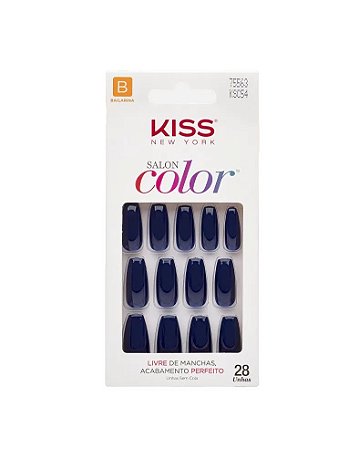 Kiss NY Salon Color Unhas Postiças Bailarina - Little Princess Azul Marinho KSC54