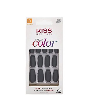 Kiss NY Salon Color Unhas Postiças Bailarina - Sweet Girl Preta KSC55