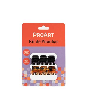 Kit 6 Piranhas Pequenas Pro Art 1,5x1,5cm Preta/Tartaruga PDC05