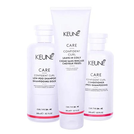 Keune Confident Curl - Kit Shampoo Condicionador e Leave-in Coily Cabelos Crespos