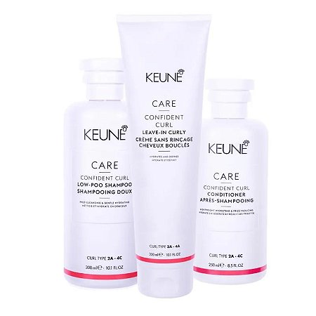 Keune Confident Curl - Kit Shampoo Condicionador e Leave-in Curly Cabelos Cacheados