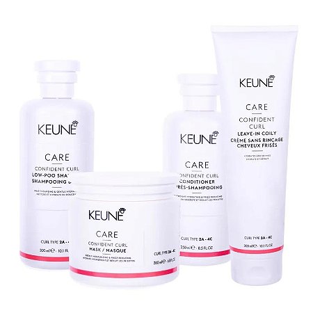 Keune Confident Curl - Kit Shampoo Condicionador Máscara e Leave-in Coily Cabelos Crespos
