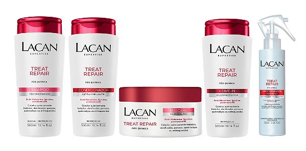 Lacan Treat Repair Pós Química - Kit Shampoo Condicionador Máscara Leave-in e Spray