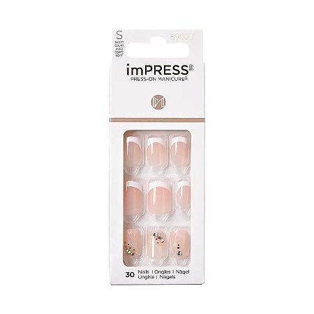 Kiss NY Impress Unhas Autocolantes Quadrado Curto - My Worth Francesinha Decorada