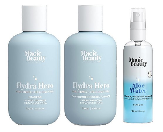 Magic Beauty Hydra Hero - Kit Shampoo Condicionador e Leave-in Aloe Water