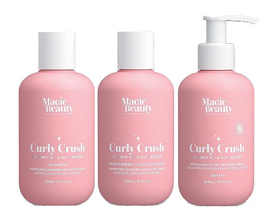 Magic Beauty Curly Crush - Kit Shampoo Condicionador e Leave-in Ativador