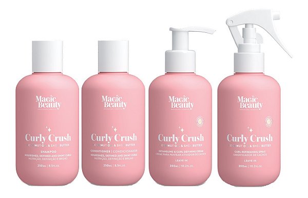 Magic Beauty Curly Crush - Kit Shampoo Condicionador Leave-in Ativador e Umidificador de Cachos