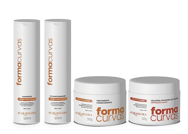 Acquaflora Forma Curvas - Kit Shampoo Condicionador Máscara e Gelatina Ativadora