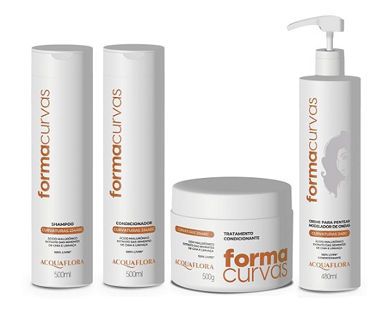 Acquaflora Forma Curvas - Kit Shampoo Condicionador Máscara e Modelador Ondas