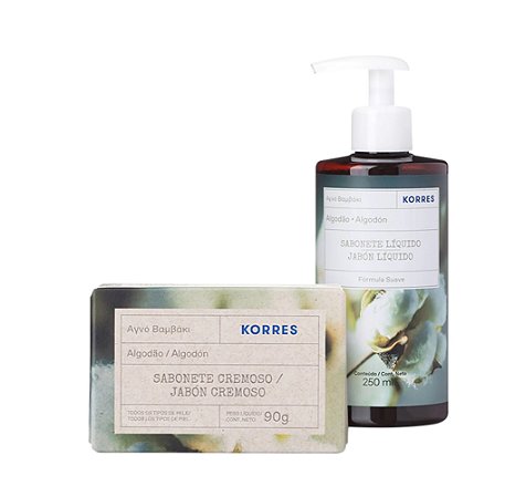 Korres Algodão - Kit Sabonete em Barra + Sabonete Líquido