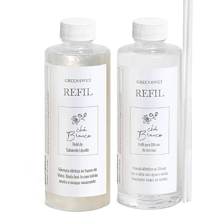Greenswet Chá Branco - Kit Refil Difusor + Refil Sabonete Líquido