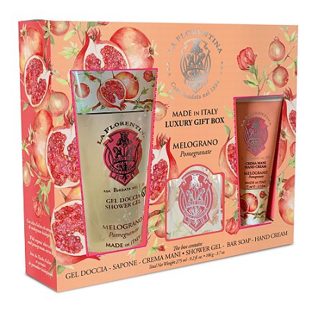 La Florentina Pomegranate - Kit Ritual Gel de Banho + Sabonete Barra + Creme de Mãos