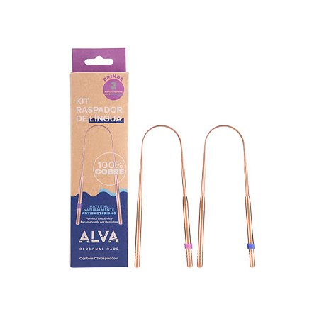 Alva Kit 2 Raspador de Língua 100% Cobre + Identificador