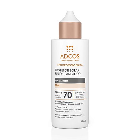 Adcos Fotoproteção - Protetor Solar Clareador Fluid FPS70 Beige 40ml