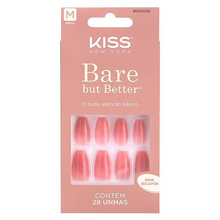 Kiss NY Unhas Postiças Bailarina Bare But Better - Nude Nude BN302B