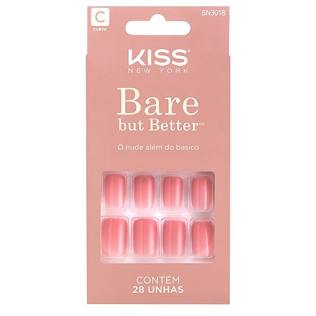 Kiss NY Unhas Postiças Quadrado Curto Bare But Better - So Natural BN301B