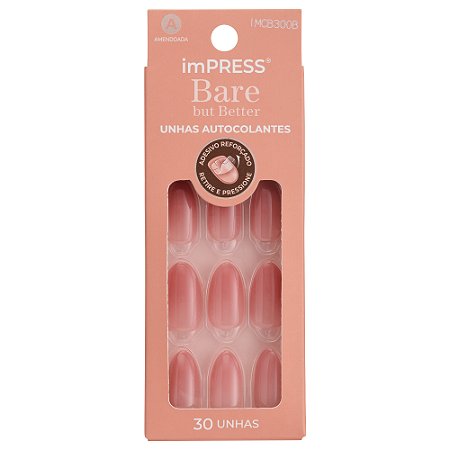 Kiss NY Impress Unhas Autocolantes Amendoada Bare - Back to Basics