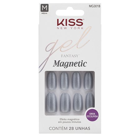 Kiss NY Unhas Postiças Oval Gel Fantasy Magnetic - Opal MG301B