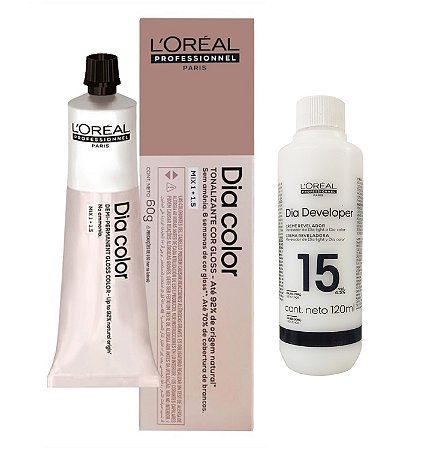 Loreal Dia Color 5.8 Castanho Claro Marrom + Creme Revelador 15vol 120ml