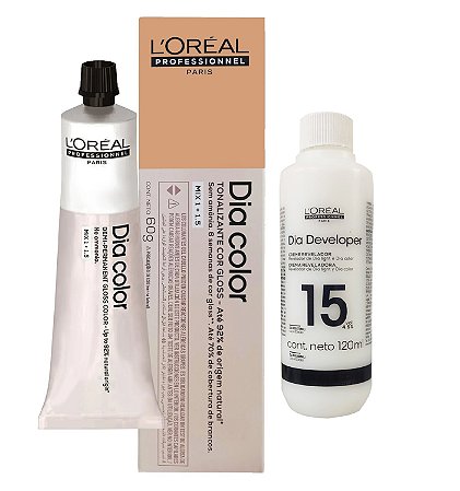 Loreal Dia Color 8.34 Louro Claro Dourado Acobreado + Creme Revelador 15vol 120ml