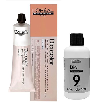 Loreal Dia Color 7.44 Louro Acobreado Profundo + Creme Revelador 9vol