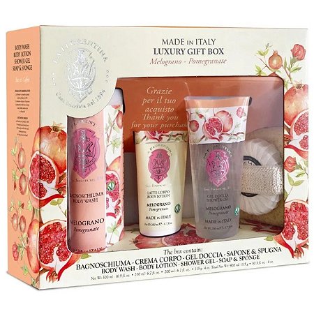 La Florentina Pomegranate - Kit Spa Espuma de Banho + Creme Corporal + Gel de Banho + Sabonete Barra + Esponja