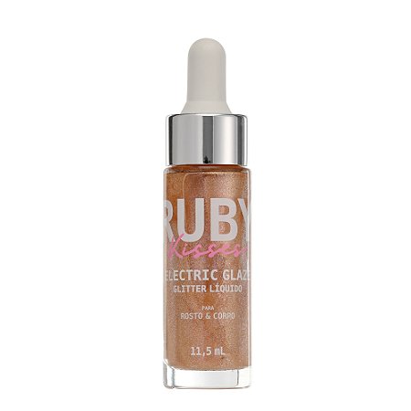 Ruby Kisses Glitter Liquido Electric Glaze - Cor Blush Gold