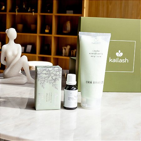 Kailash Chá Branco - Kit Hidratante Corporal + Sabonete Barra + Essência